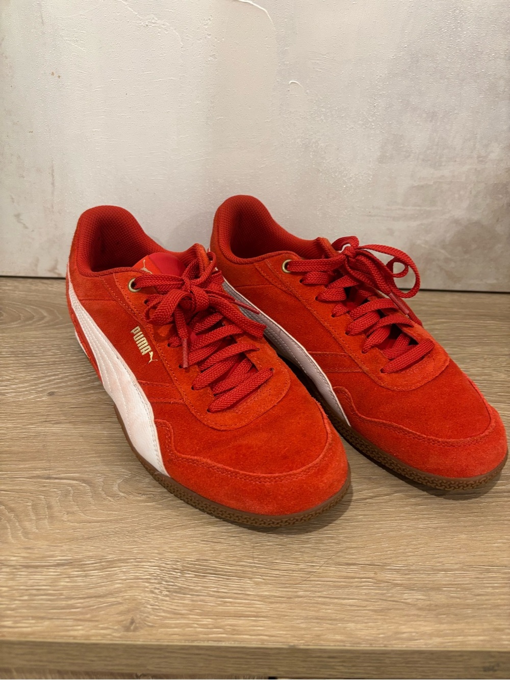 Puma Men’s Red Suede Sneakers with White Formstrip